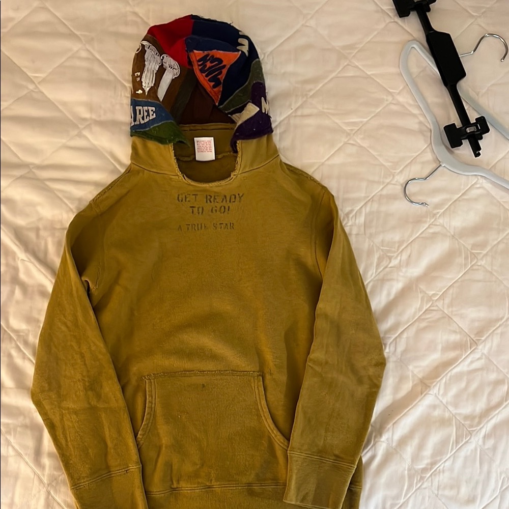 Denim Dungaree Sweatshirt with Felt Hoodie - Size 12-14